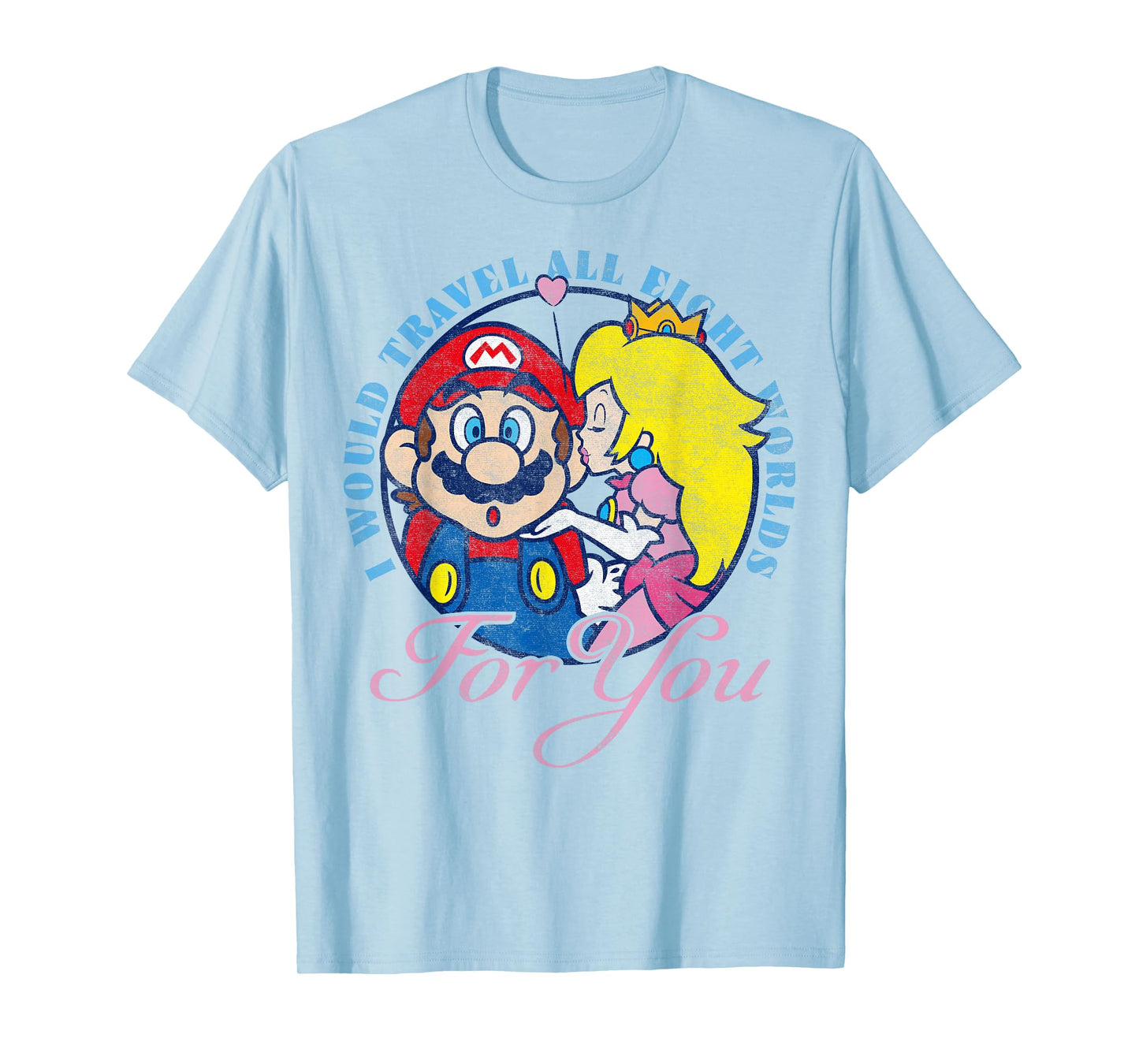 Super Mario Peach & Mario Eight Worlds For You T-Shirt