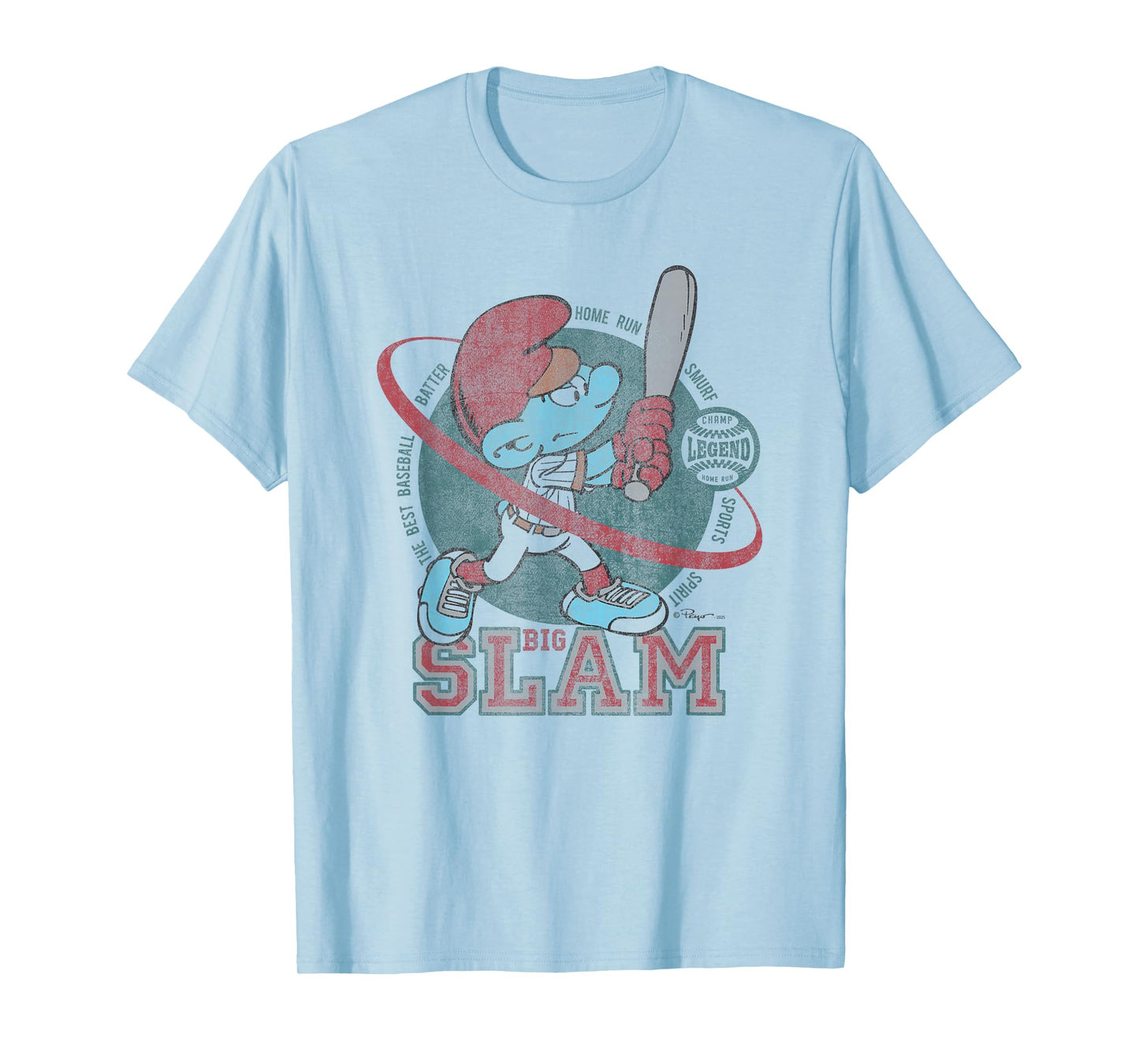 The Smurfs Big Slam Baseball Retro 90's Cartoon T-Shirt