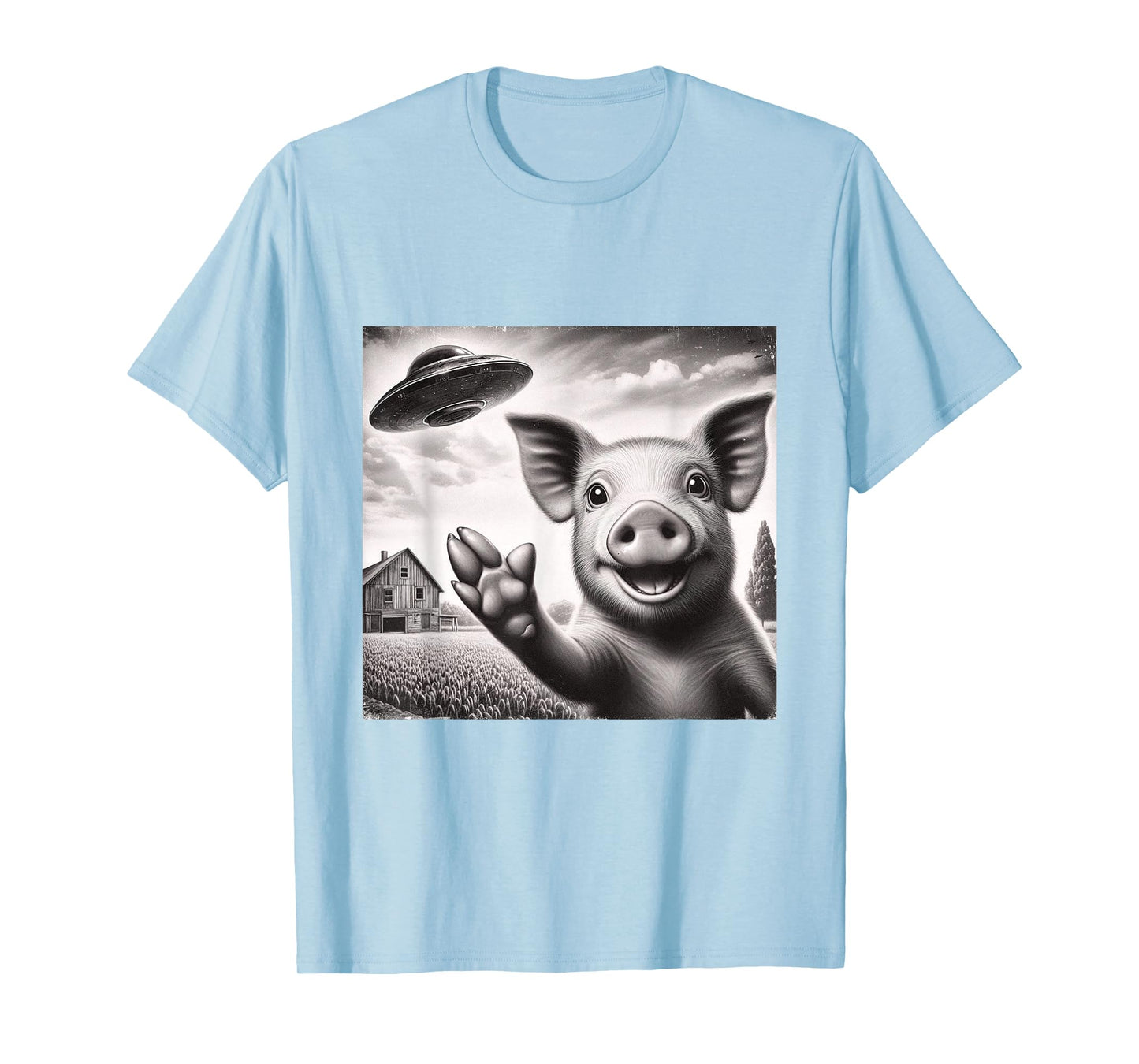 Alien Pig Selfie with UFO T-Shirt