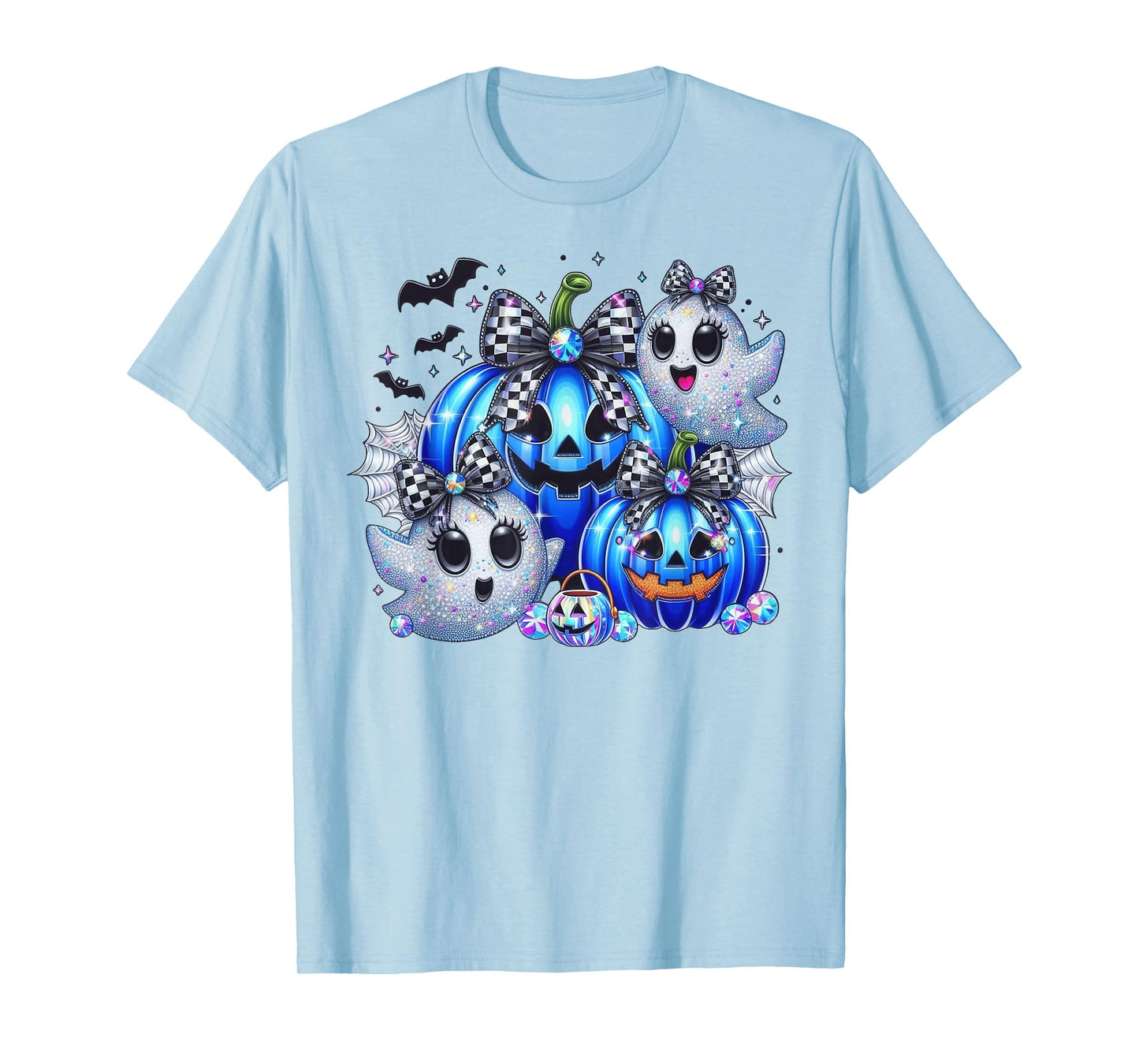 Vintage Dallas Ghost Cute Ghost Halloween Blue Pumpkin T-Shirt