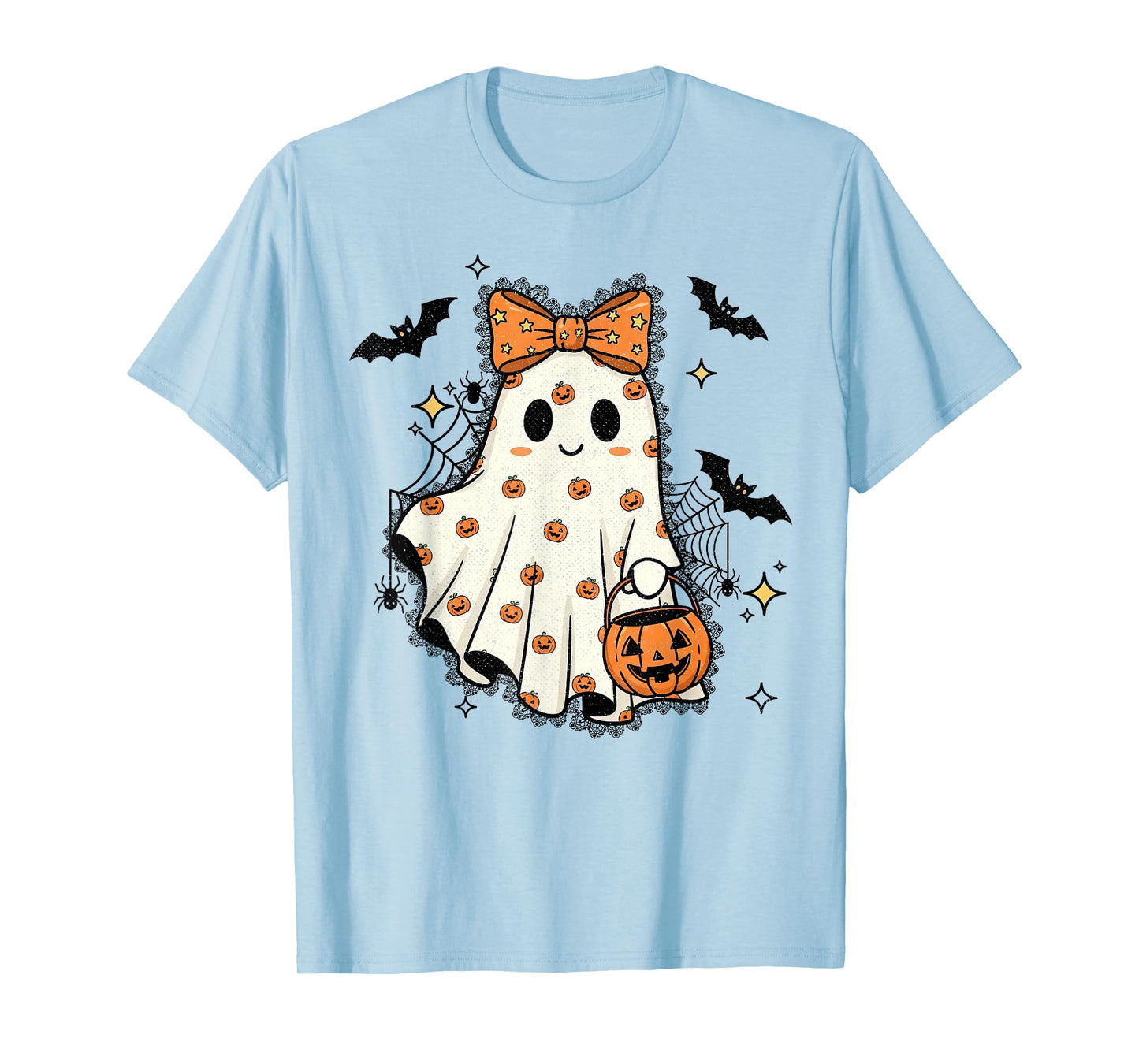 Lace Ghost Coquette Bow Pumpkin Spooky Season T-Shirt