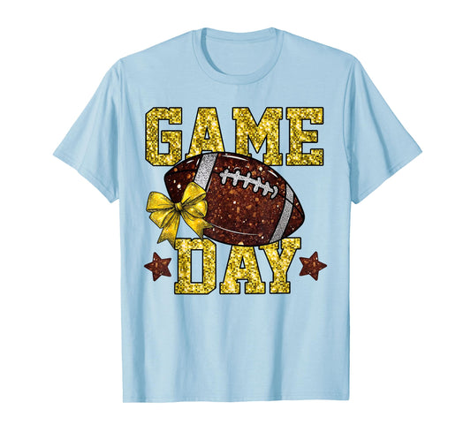 Game Day Touchdown Football Mom Girls Go Cheer Gold Yellow T-Shirt