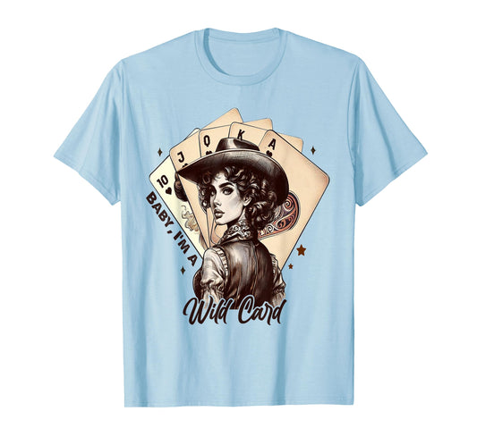 Cowgirl Poker Cards Wild Card Retro Southern Cowgirl Women T-Shirt