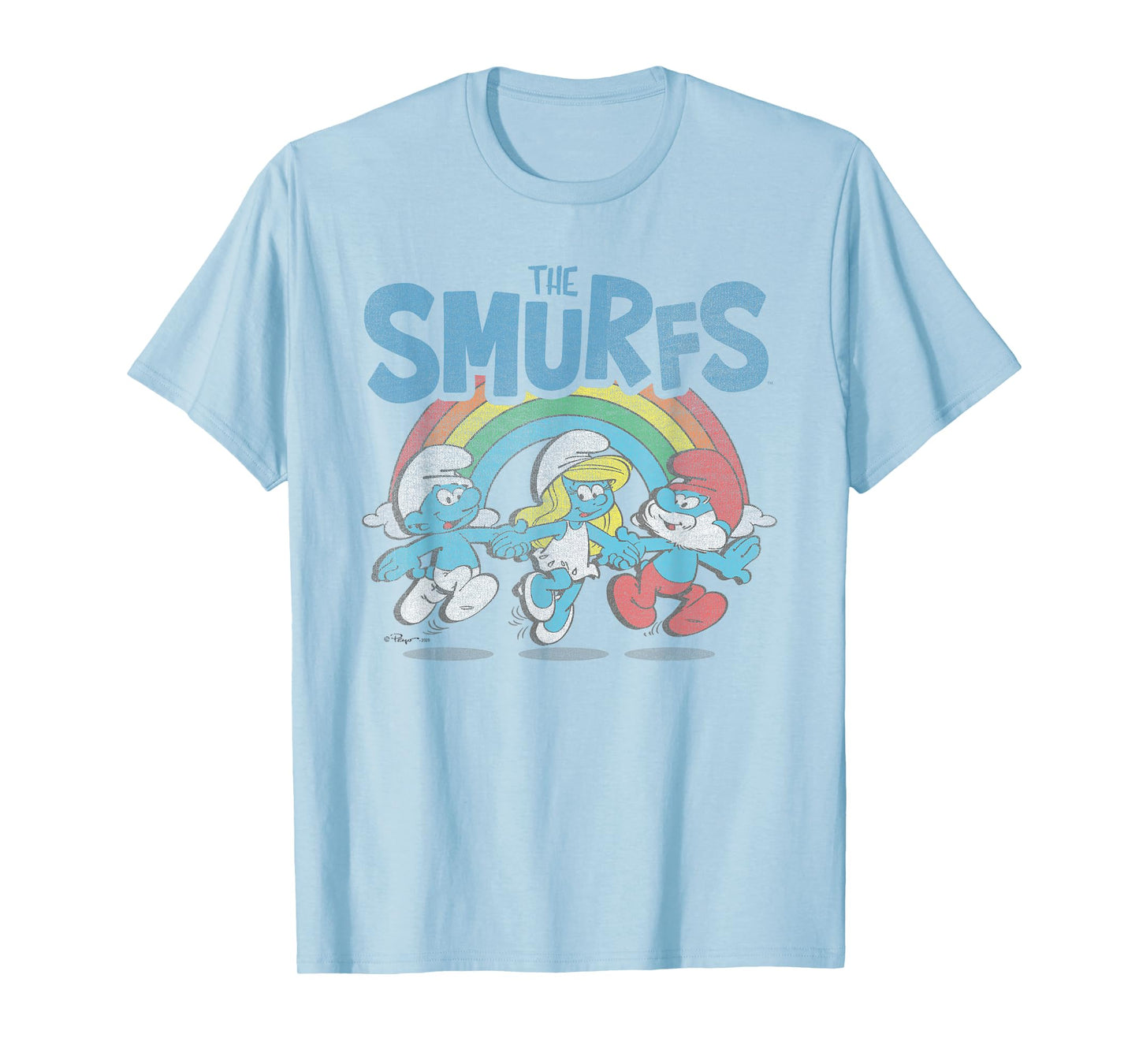 The Smurfs Vintage Rainbow with Characters Cartoon T-Shirt
