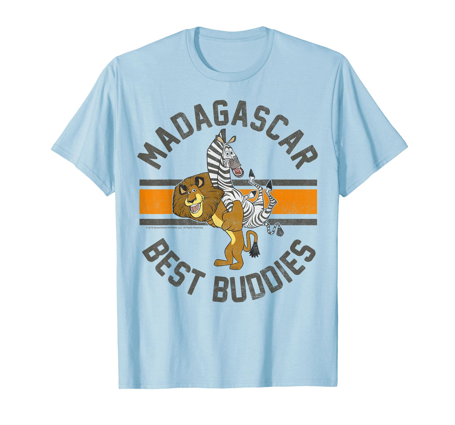 Madagascar Alex and Marty Best Buddies Striped Text Poster T-Shirt
