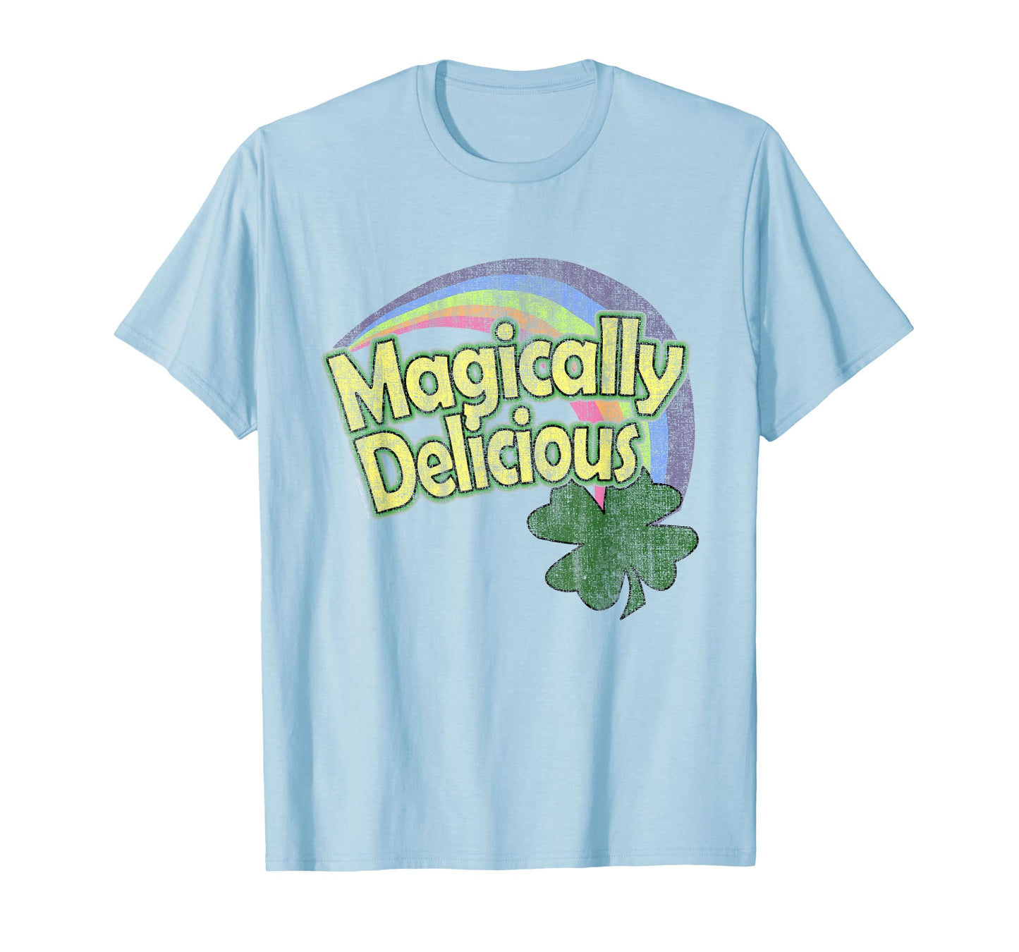 CuteComfy Magically Delicious 80s Vintage St. Patrick's Day Lucky Charm Green Retro Rainbow Short Sleeve T-Shirt - Small - Unisex-Adults