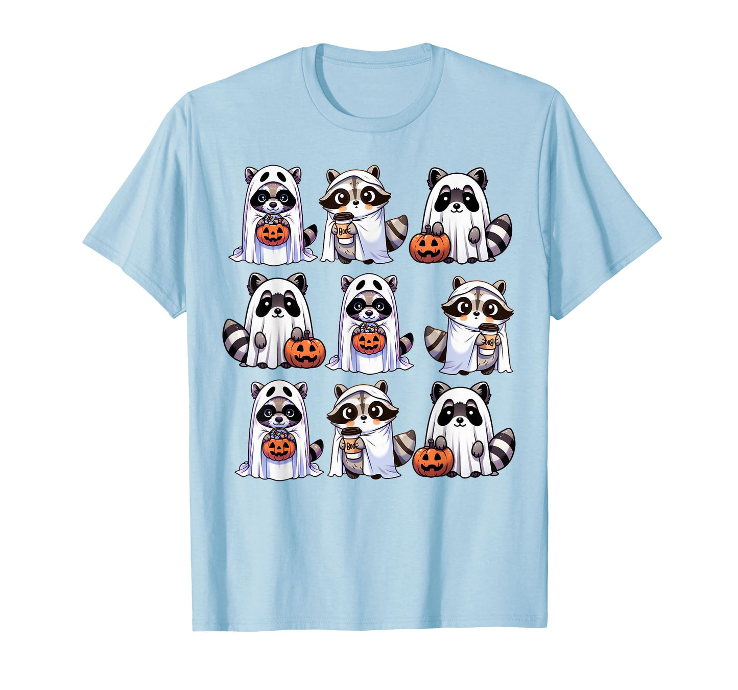 Cute Ghost Raccoon Funny Halloween Outfit Costumes Raccoon T-Shirt