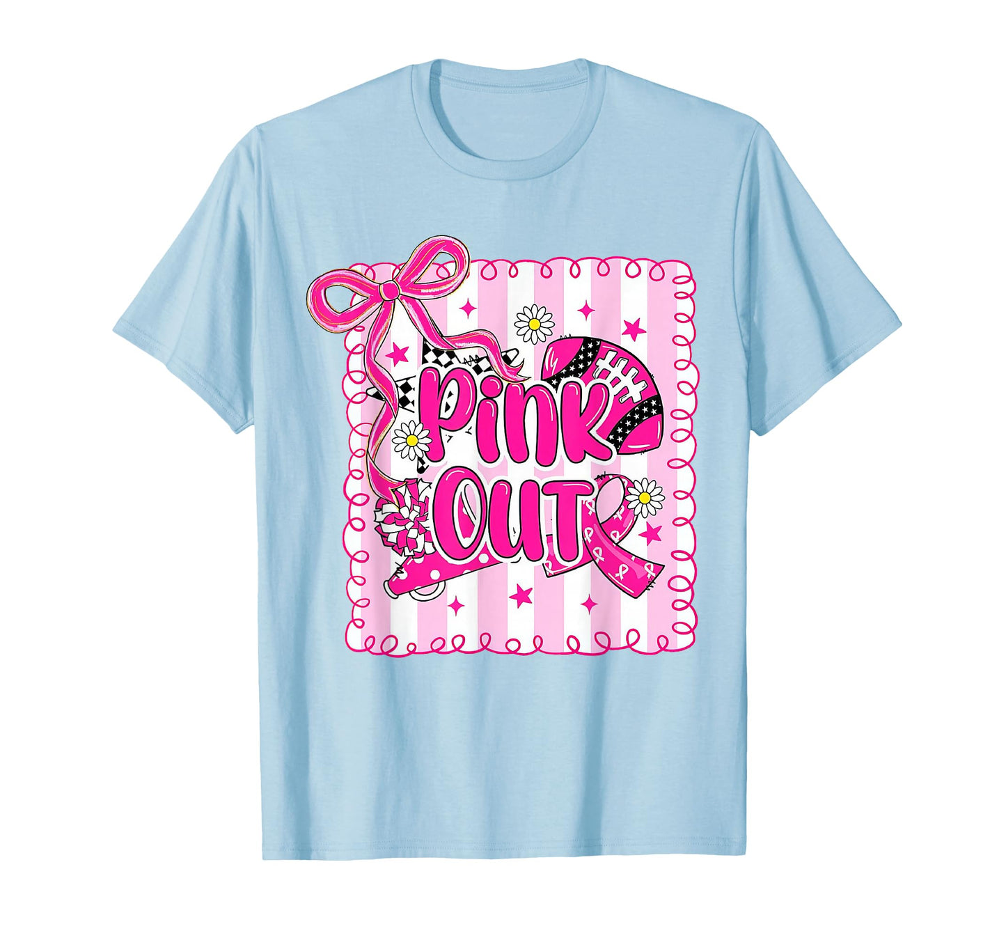 Football Pink Out Team Breast Cancer Awareness Month T-Shirt