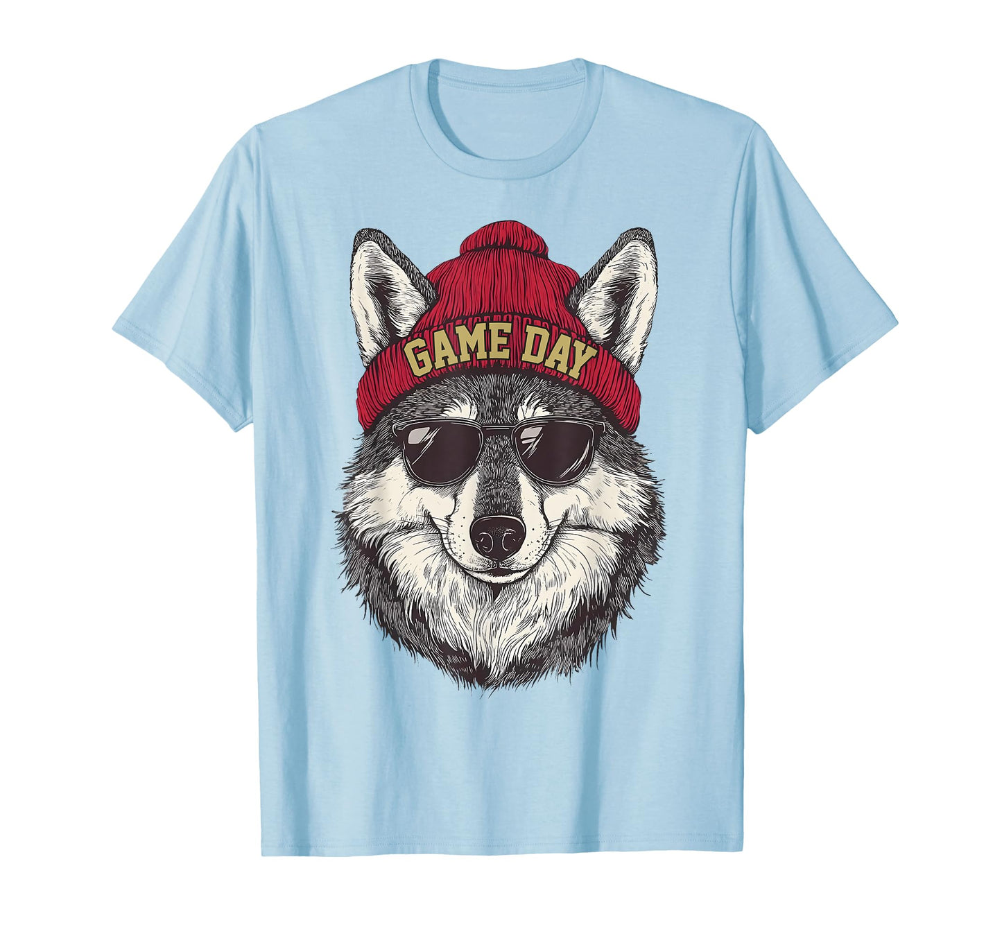 Football Game Day Wolf Cool Sunglasses Team Spirit T-Shirt
