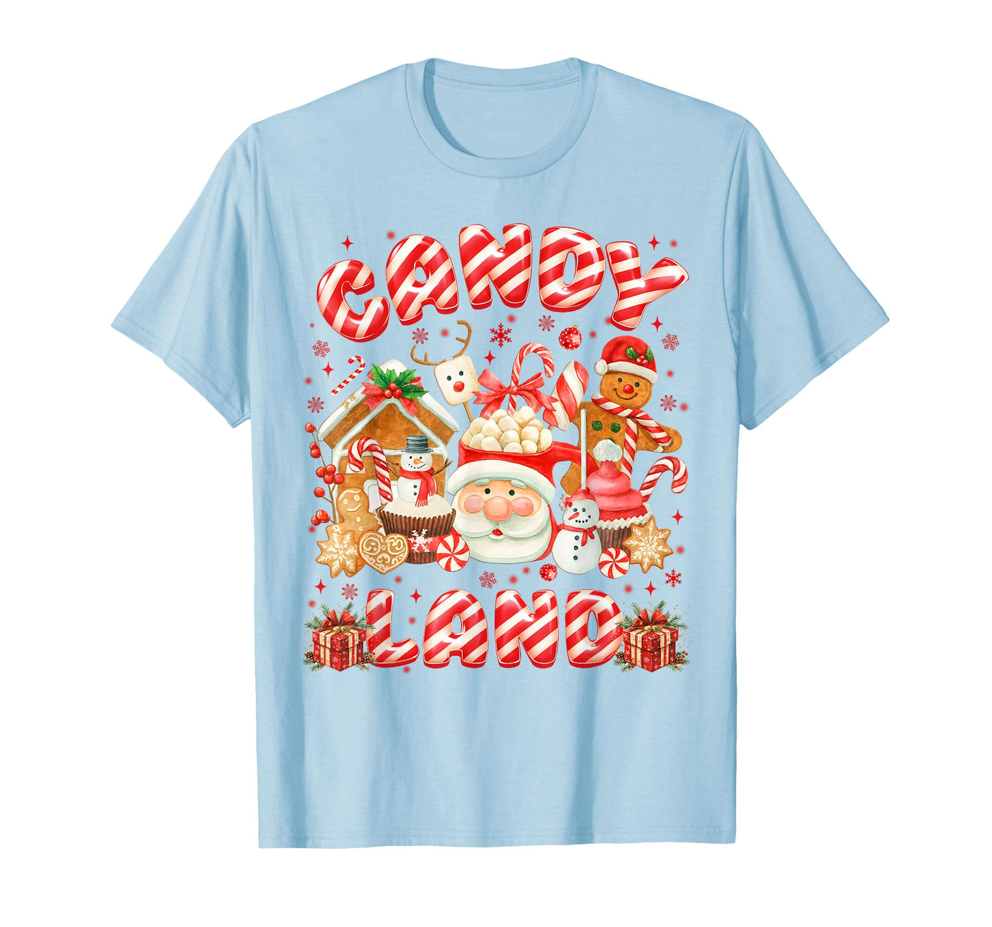 Vintage Candy Cane Land Santa PJs Christmas Xmas Girl Women T-Shirt