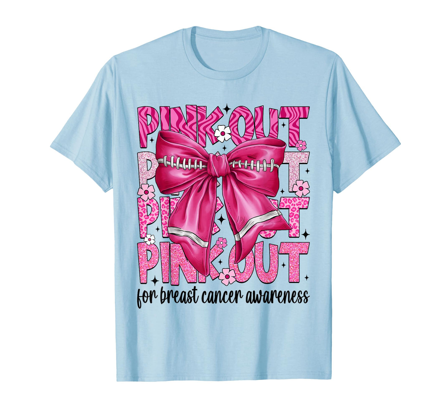 Coquette Bow Pink Out Football Team Breast Cancer Awareness T-Shirt