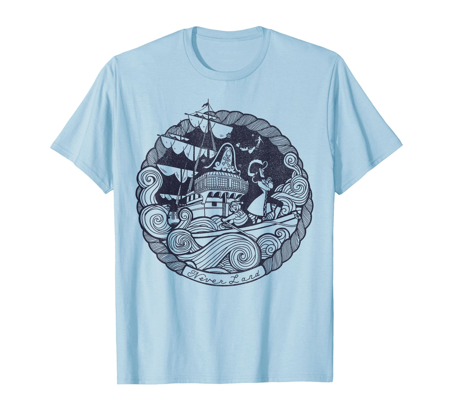 Disney Peter Pan Captain Hook Ship Stamp Graphic T-Shirt T-Shirt