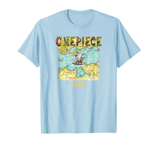 One Piece Anime Open Seas Pirate Map Photo T-Shirt
