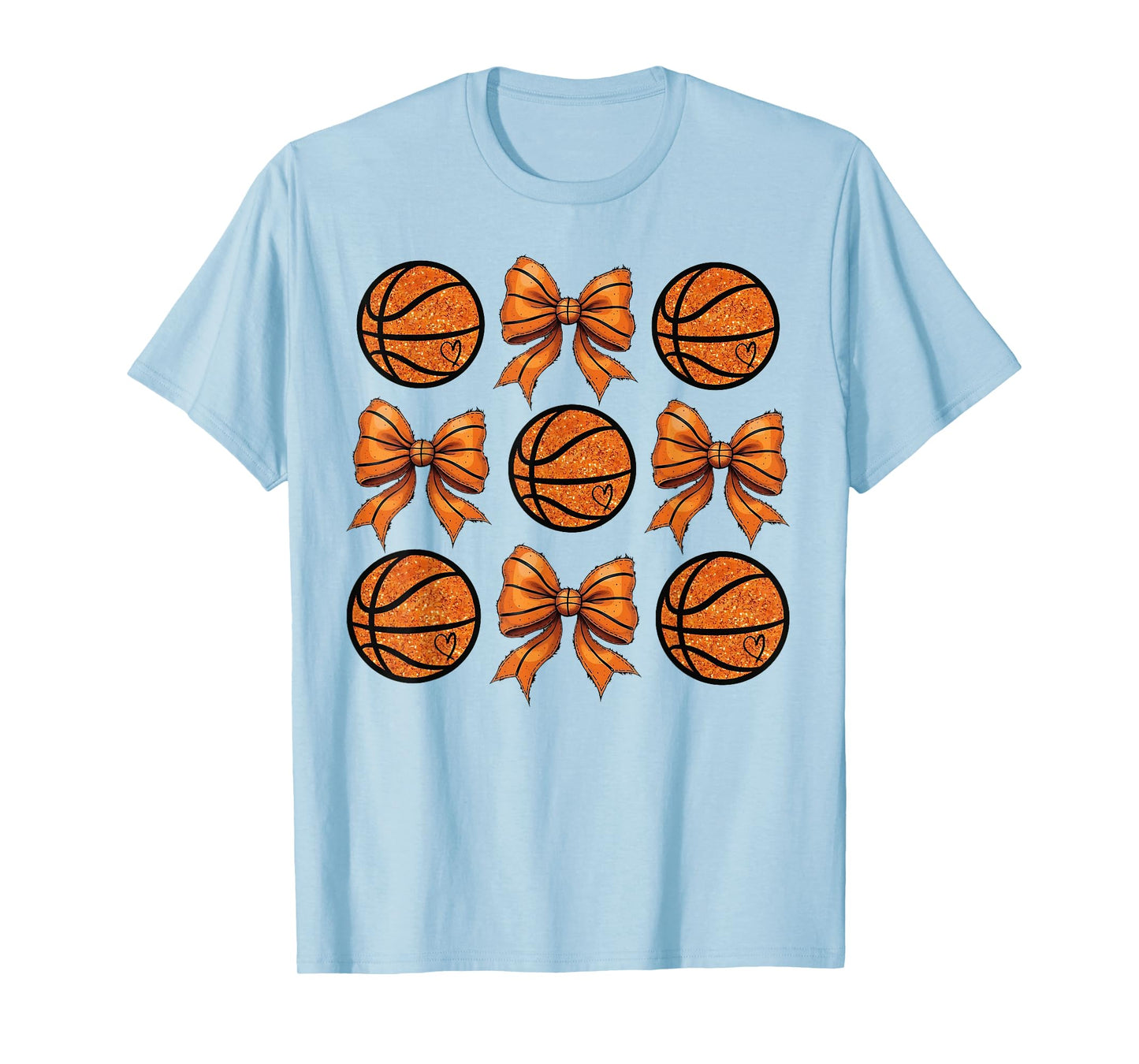 Basketball Bow Game Day Basketball Coquette Bow Women Girls T-Shirt