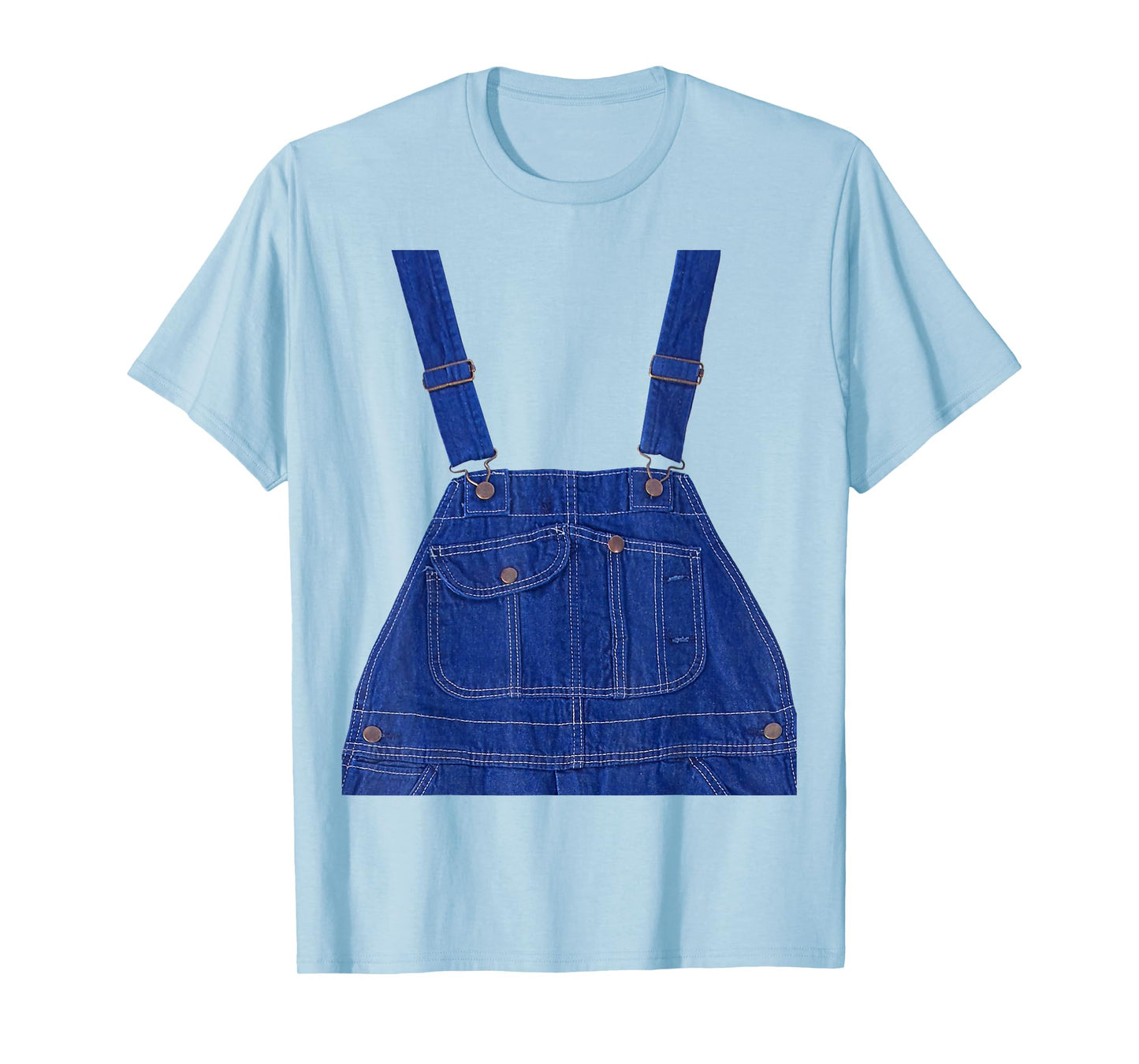 Blue Color Overall Printed On A Yellow Color T-Shirt