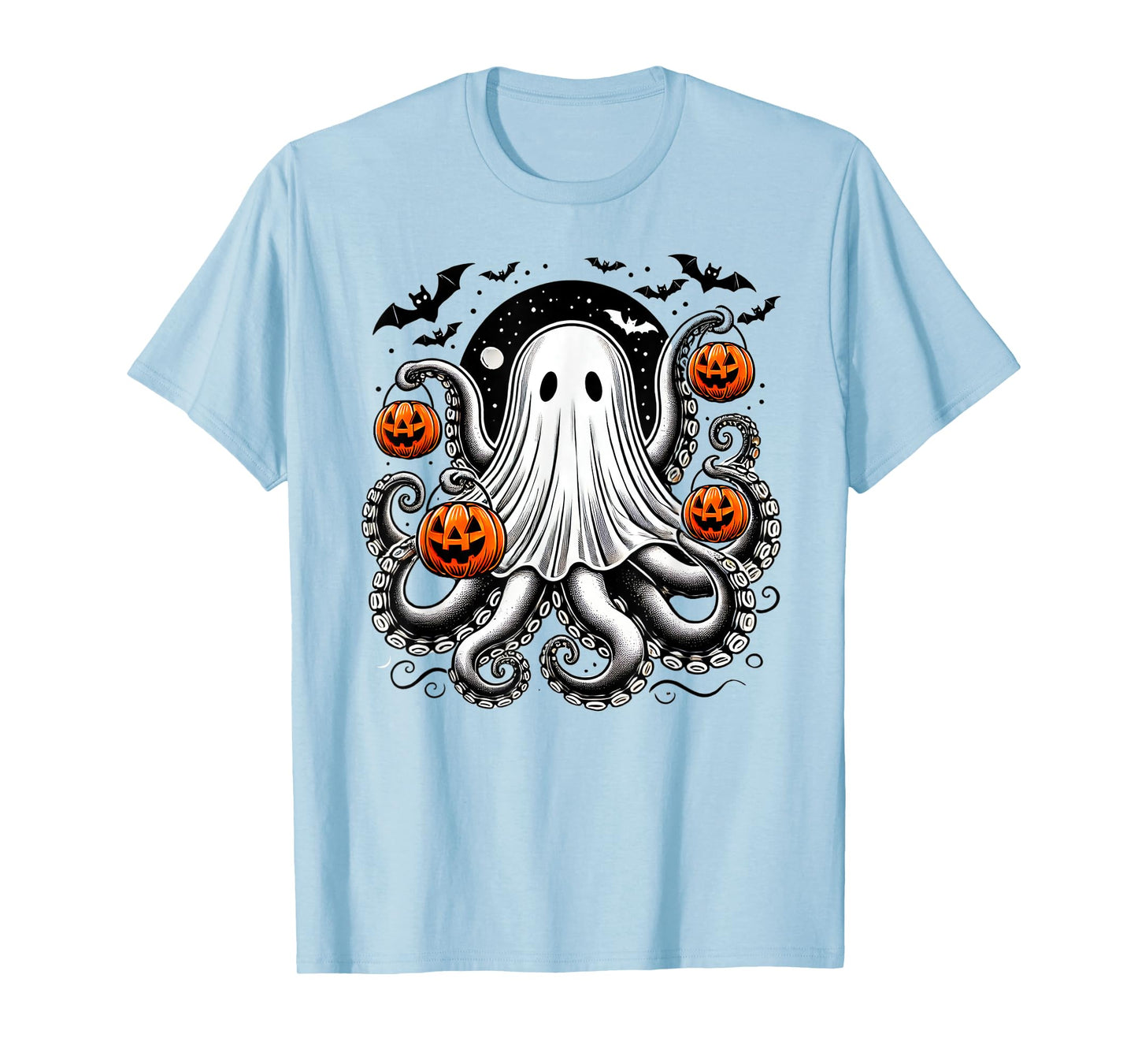 Spooky Tentacled Ghost Octopus - Halloween Kraken Pumpkins T-Shirt