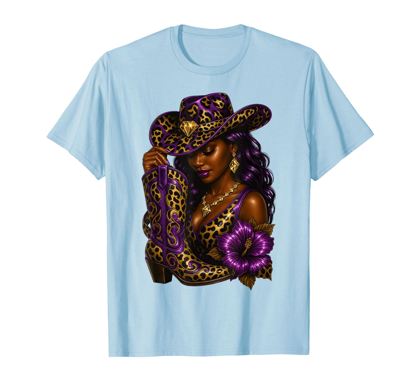 Black African American Glam Cowgirl Melanin Country Girls T-Shirt