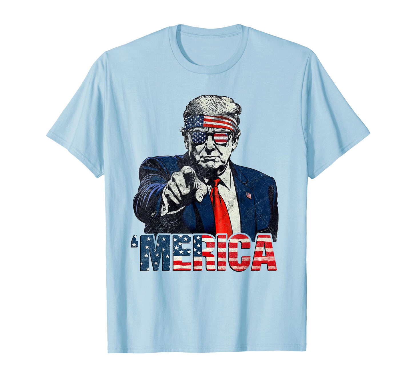 Happy 4th of July 'Merica Trump American Flag USA T-Shirt