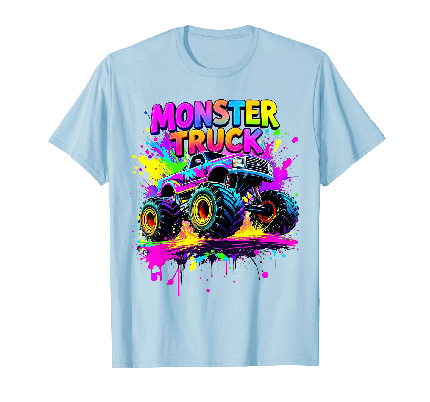 Monster Truck Retro Colorful Kids Boys Girls Men Women T-Shirt