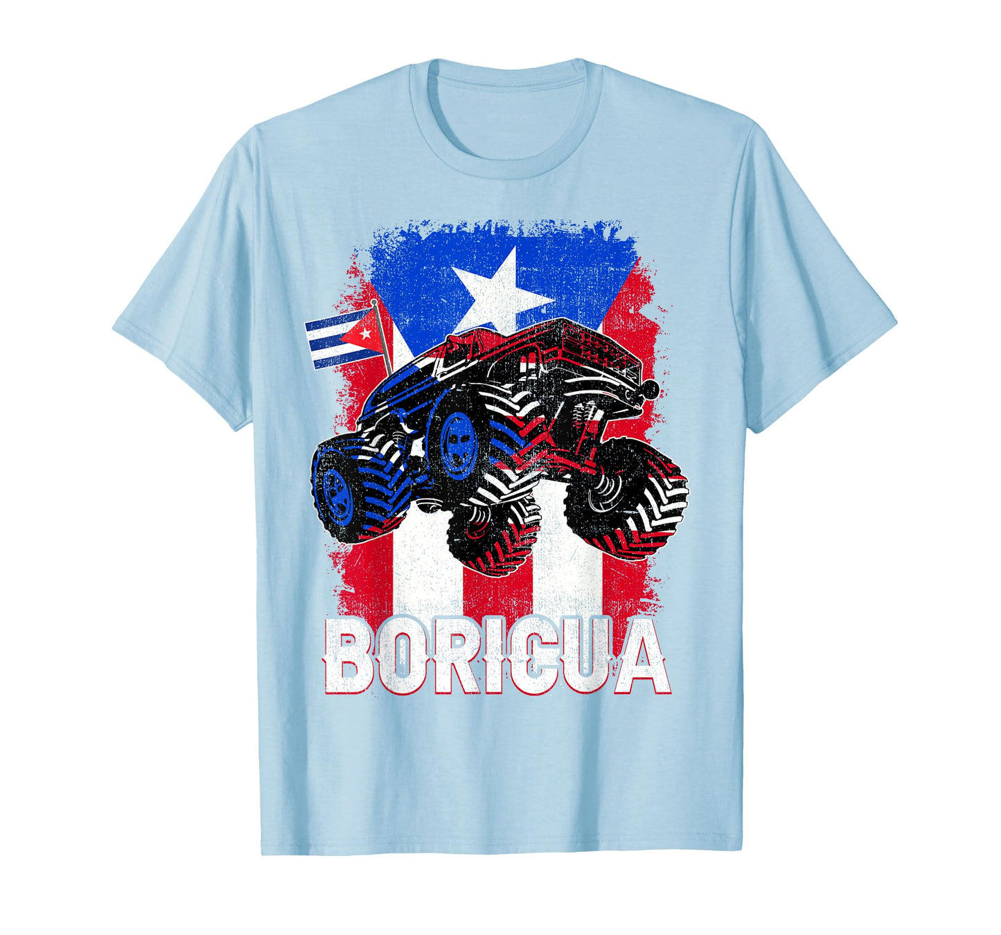 Boricua Puerto Rico Kid Boy Toddler Monster Truck Rican Flag T-Shirt