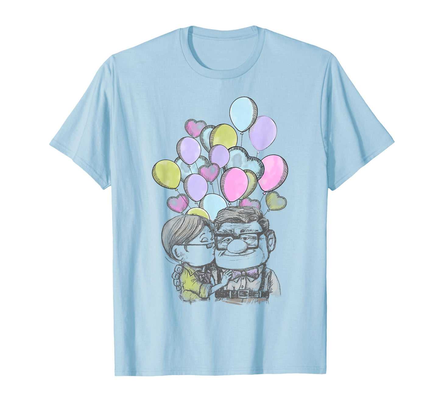 Disney Pixar Up Valentine's Day Carl and Ellie Balloons T-Shirt Small