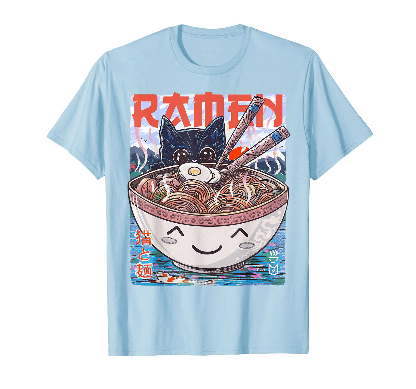 Ramen Noodles Anime Cat T-Shirt
