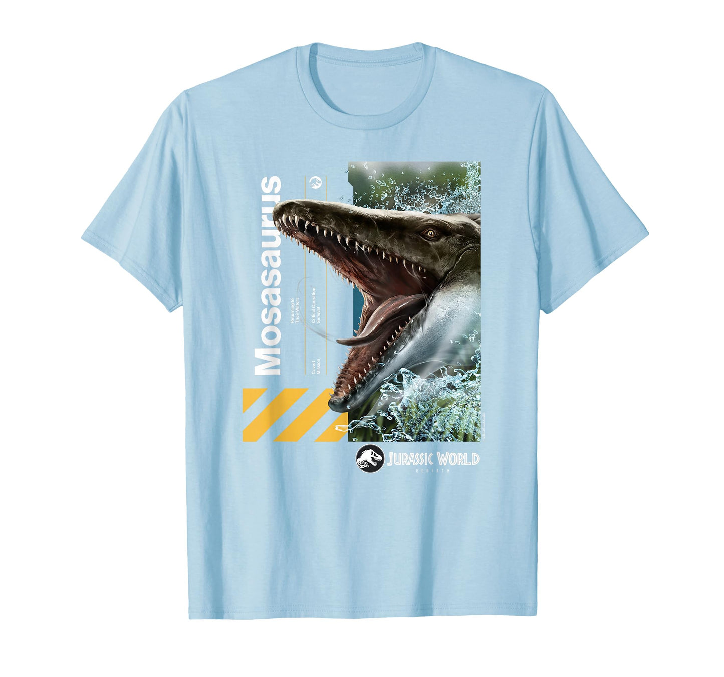 Jurassic World Mosasaurus T-Shirt - Unisex-Adults/Kids, Black, Small, Short Sleeve, Cotton, Solid, Crew Neck, Modern Classic Fit Lightweight