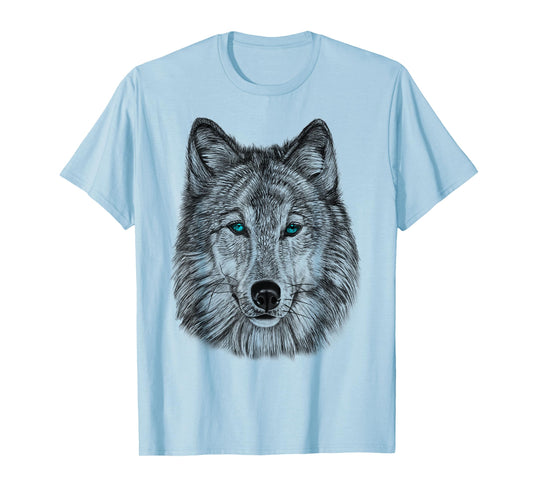 Fearless Eye of The Wolf Face Print Black and White Graphic T-Shirt
