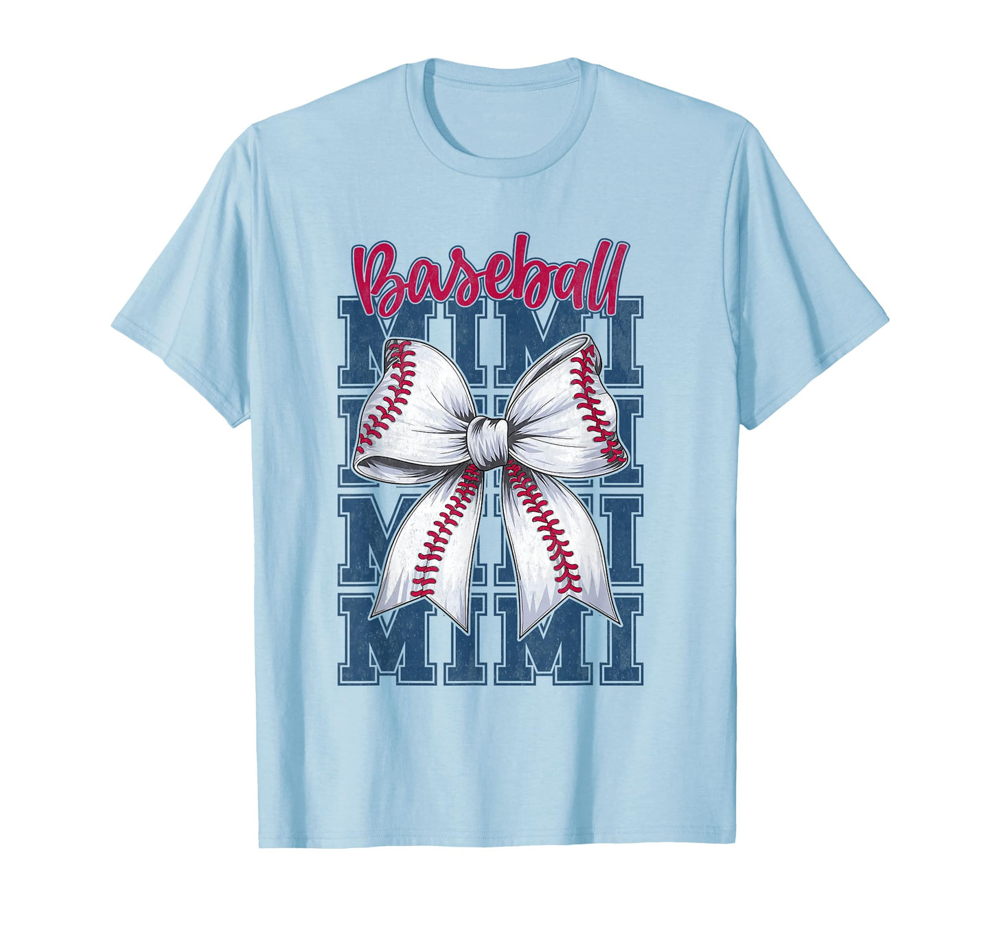 Cute Baseball Mimi Biggest Fan Grandma Grandmom Baseball Bow T-Shirt