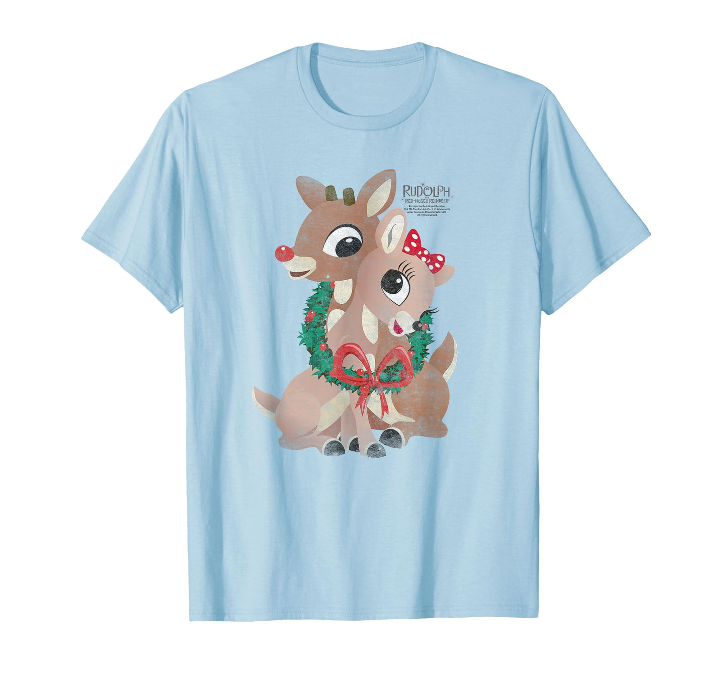 Rudolph and Clarice Holiday Wreath Vintage Christmas T-Shirt