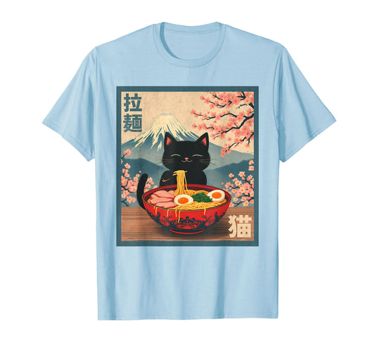 Cat Eating Ramen Anime T-Shirt