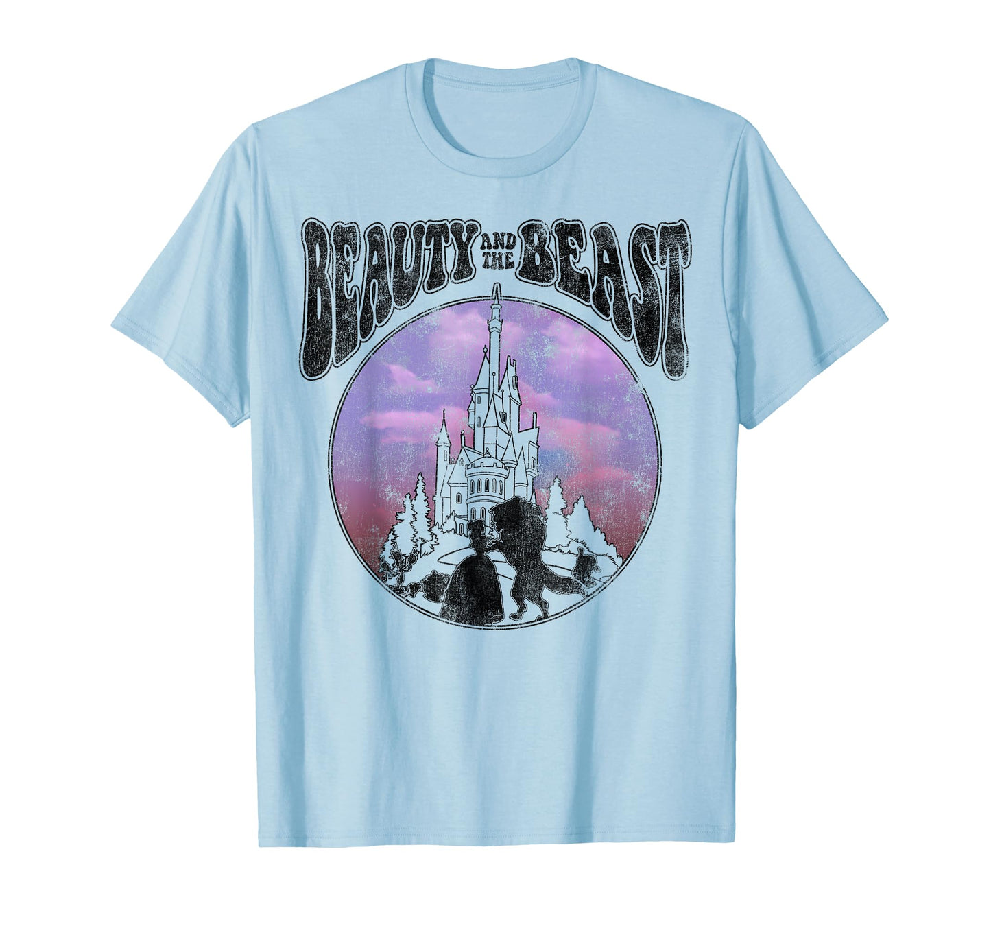 Disney Beauty and the Beast Watercolor Palace Silhouettes T-Shirt