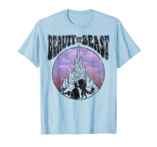 Disney Beauty and the Beast Watercolor Palace Silhouettes T-Shirt