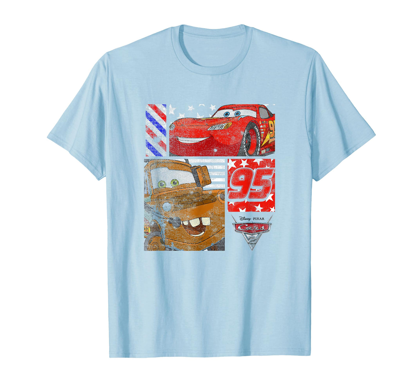 Disney Pixar Cars 2 Lightning & Mater Distressed Panels T-Shirt