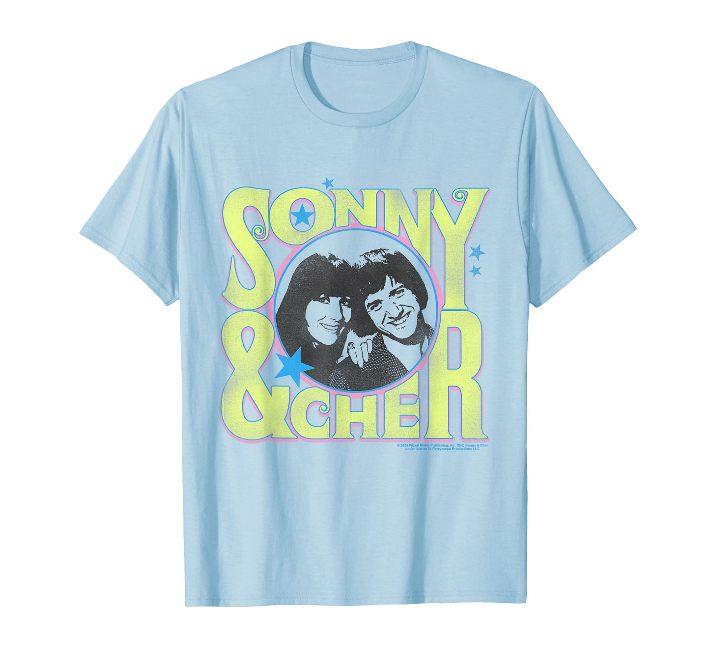 Popfunk Sonny and Cher Retro Circle Logo T-Shirt, Small, Grey