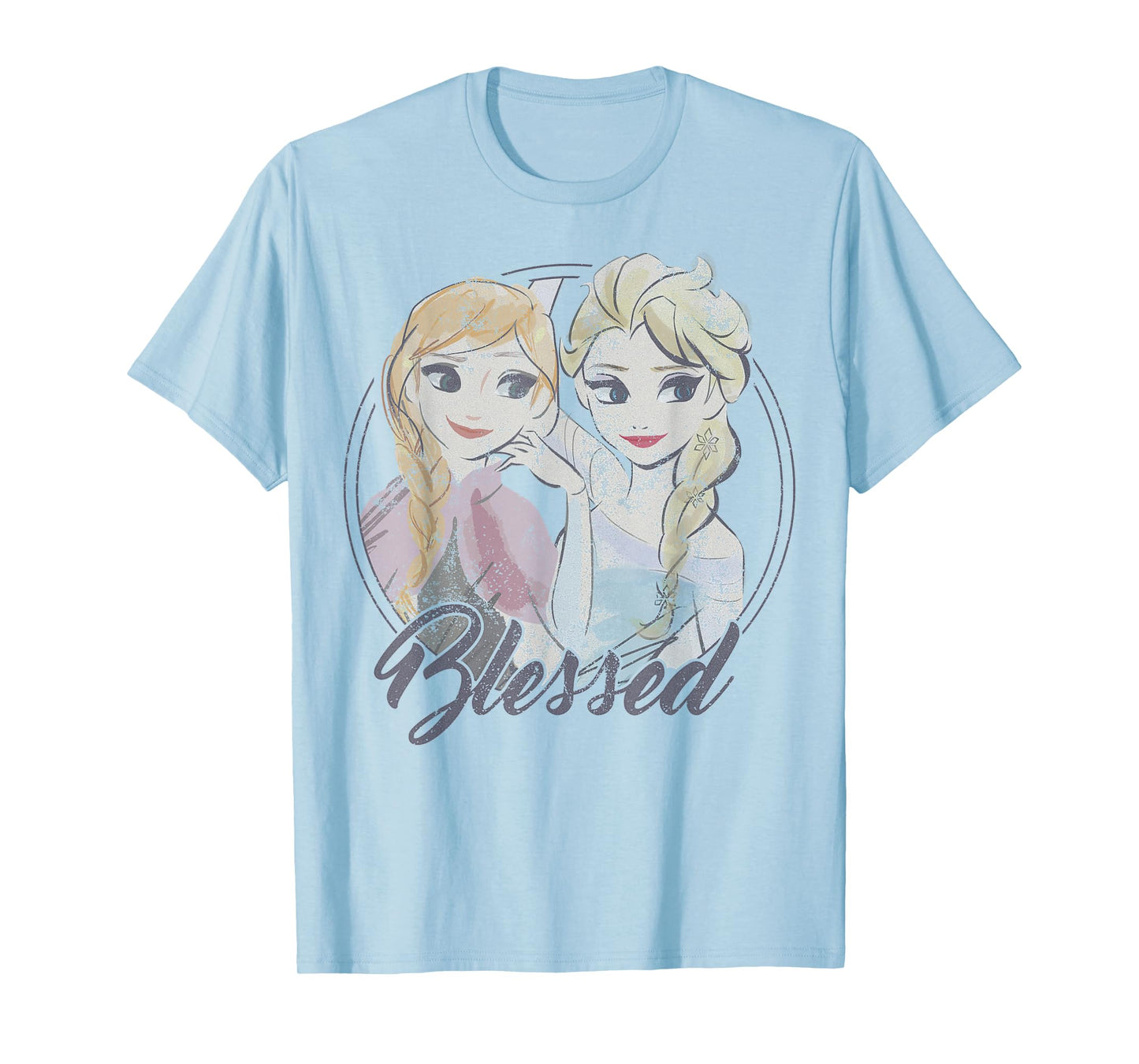 Disney Frozen Anna and Elsa Blessed Portrait T-Shirt Small