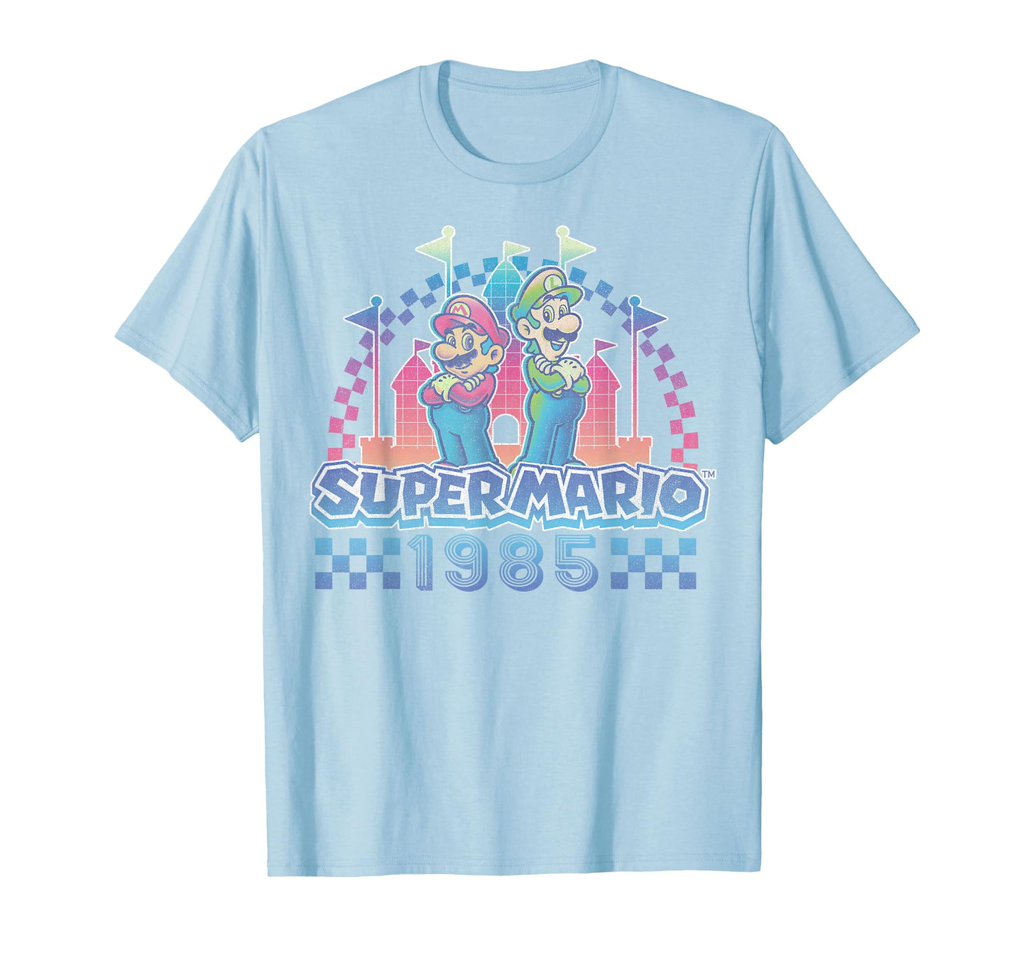 Super Mario Bros Retro Rainbow 1985 Vintage Race Track Duo T-Shirt