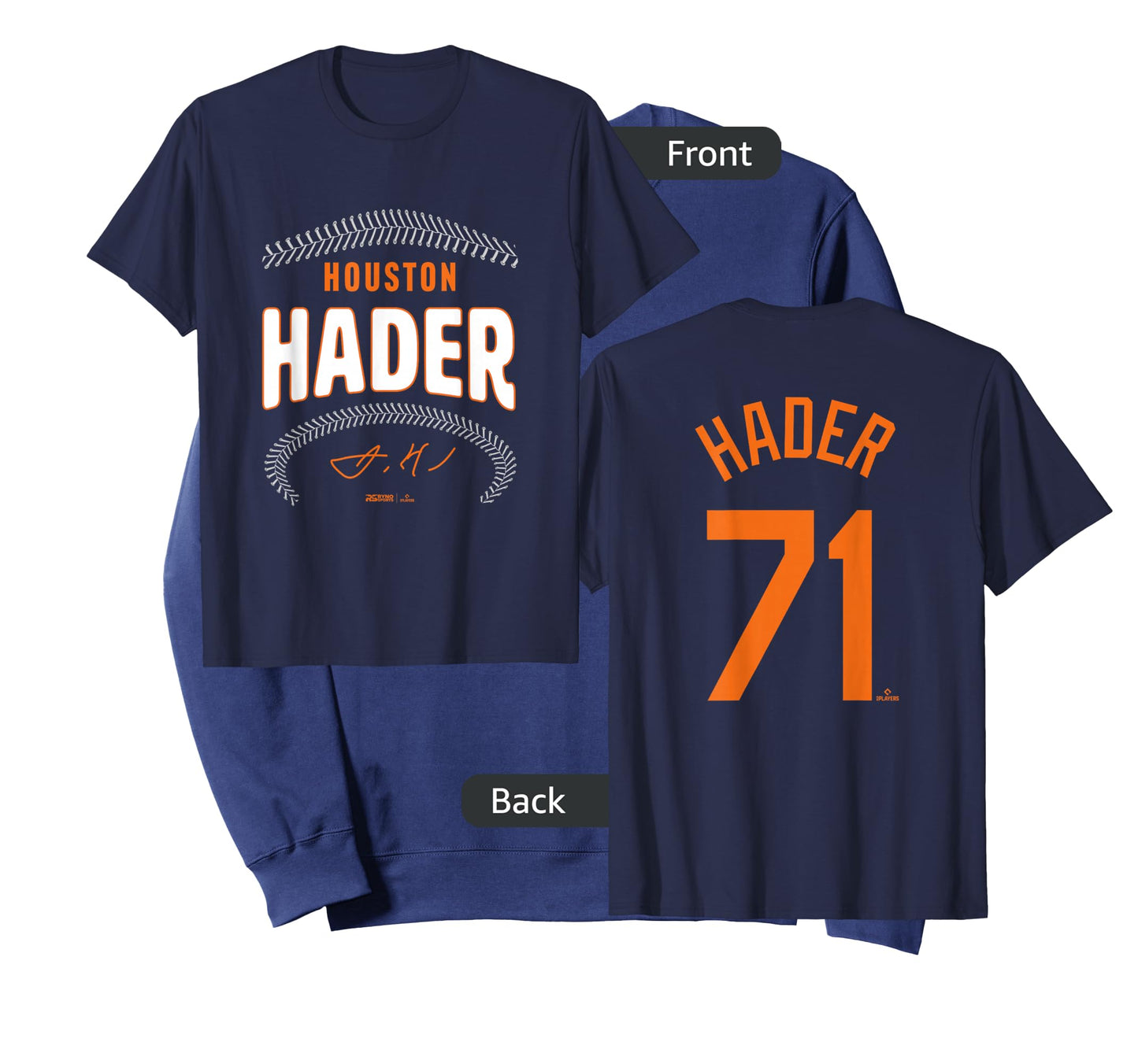 Josh Hader Houston Name & Number (Front & Back) MLBPA T-Shirt
