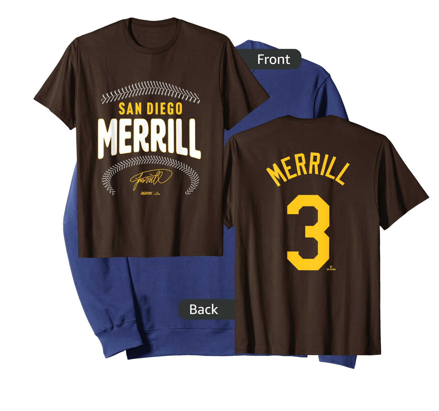 Jackson Merrill San Diego Name & Number (Front&Back) MLBPA T-Shirt