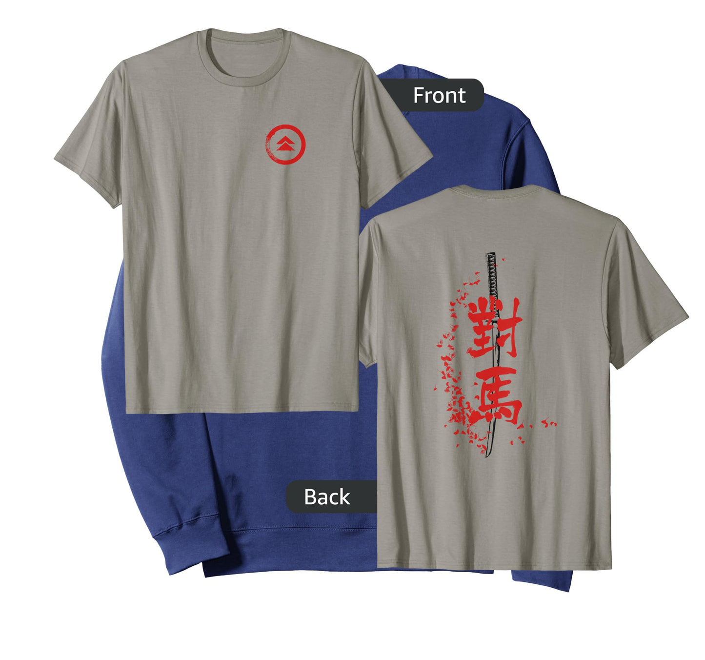 Ghost of Tsushima Sword Kanji with Falling Leaves T-Shirt