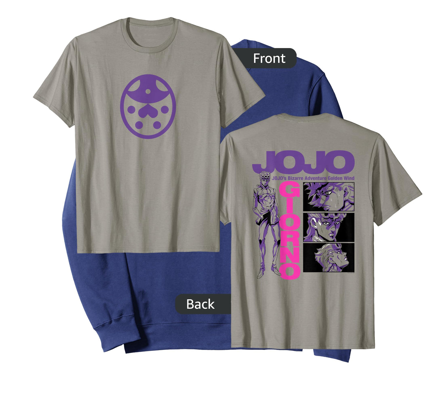 JoJo Golden Wind Giorno's Ladybug Brooch Front and Back T-Shirt