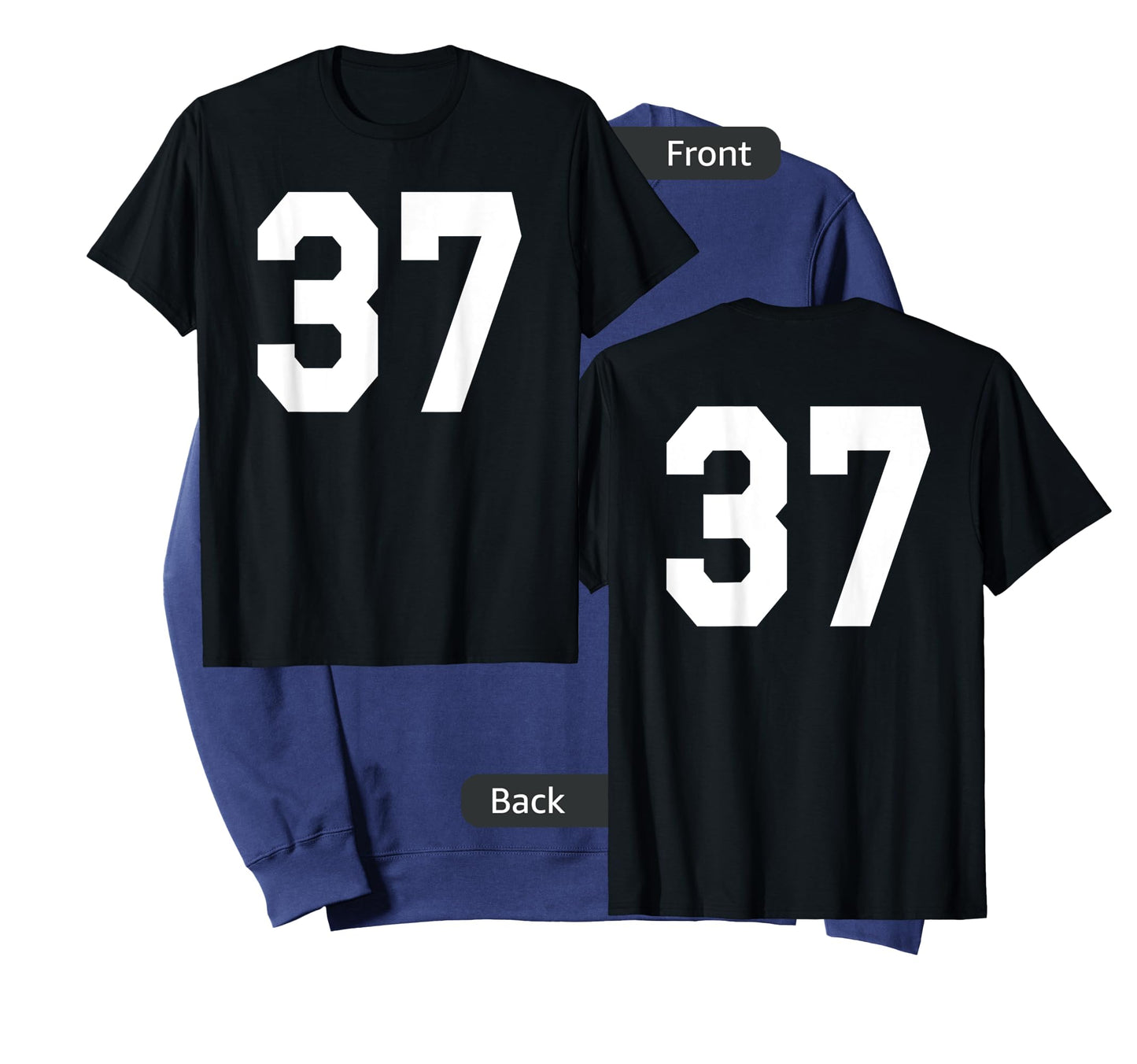 Number 37 Sports Jersey Front and Back Team Player T-Shirt