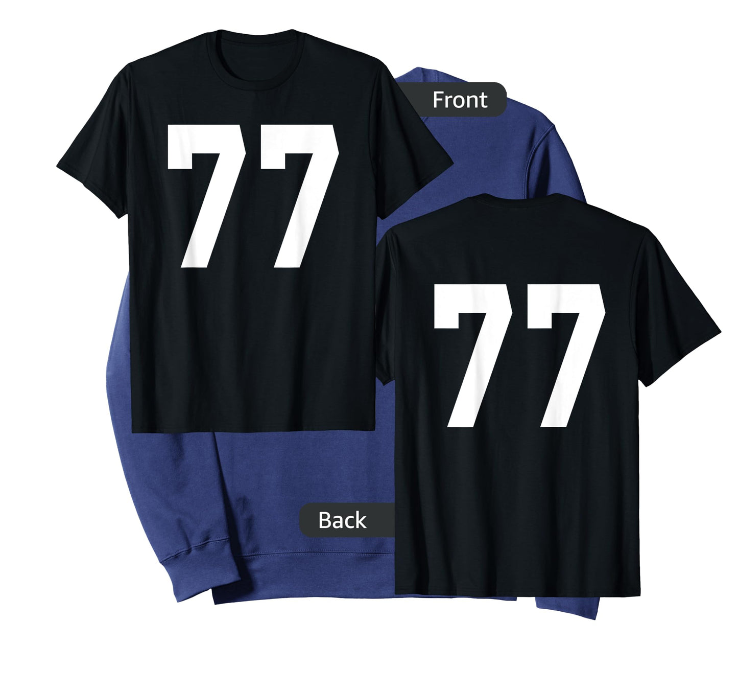 Number 77 Sports Jersey Front and Back Team Player T-Shirt