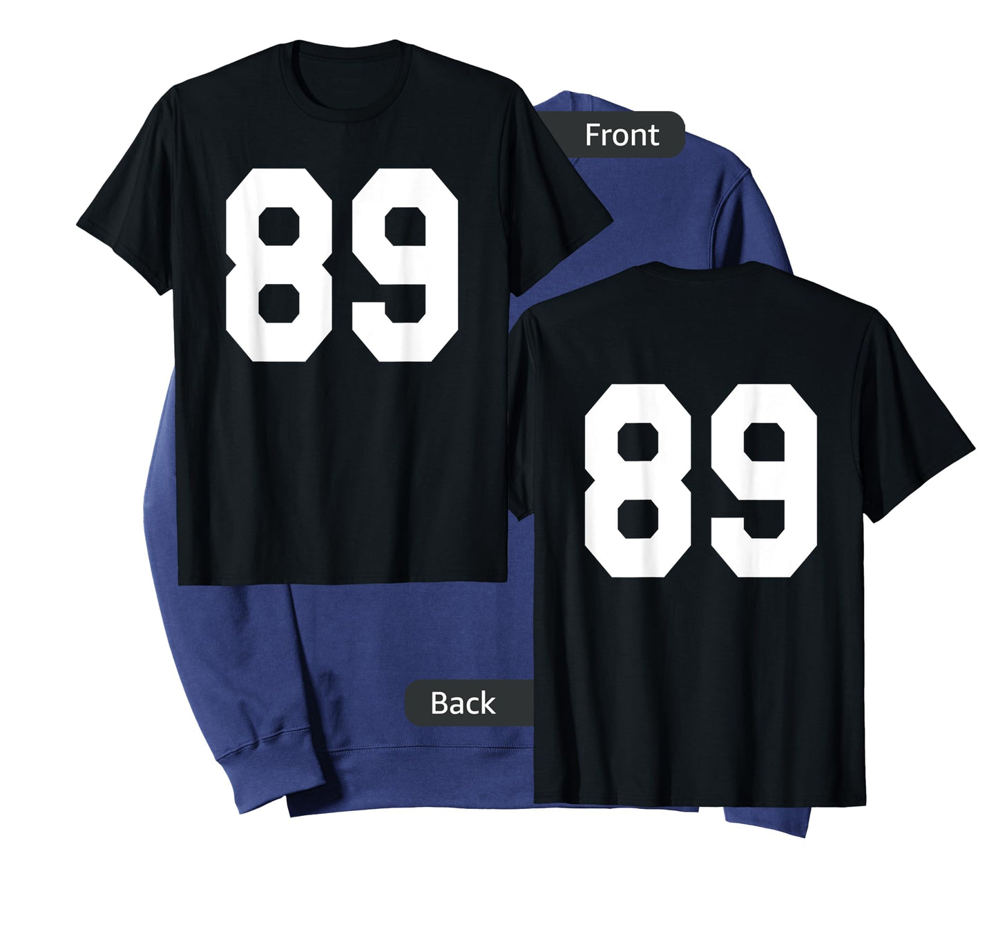 Number 89 Sports Jersey Front and Back Team Player T-Shirt