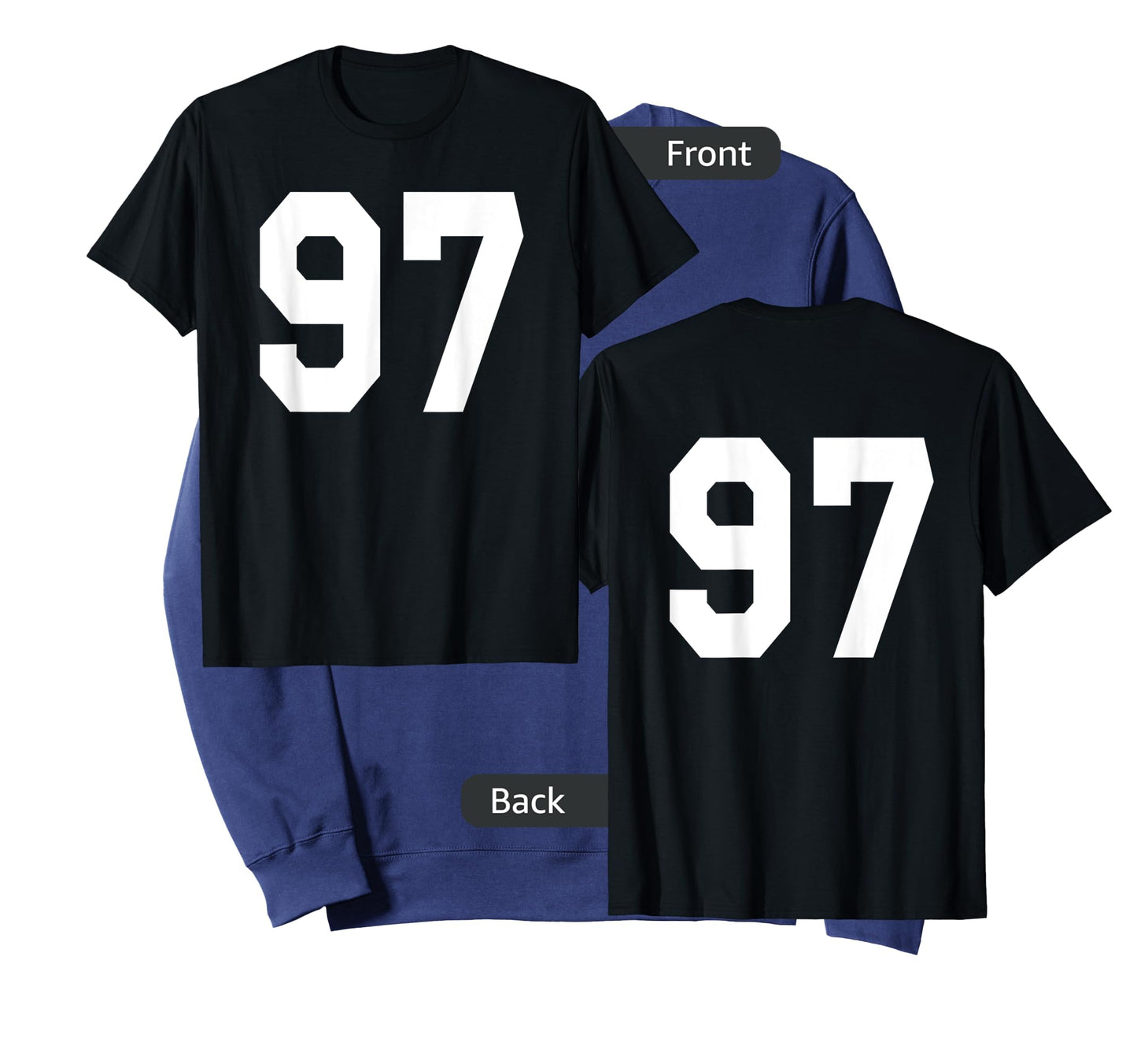 Number 97 Sports Jersey Front and Back Team Player T-Shirt