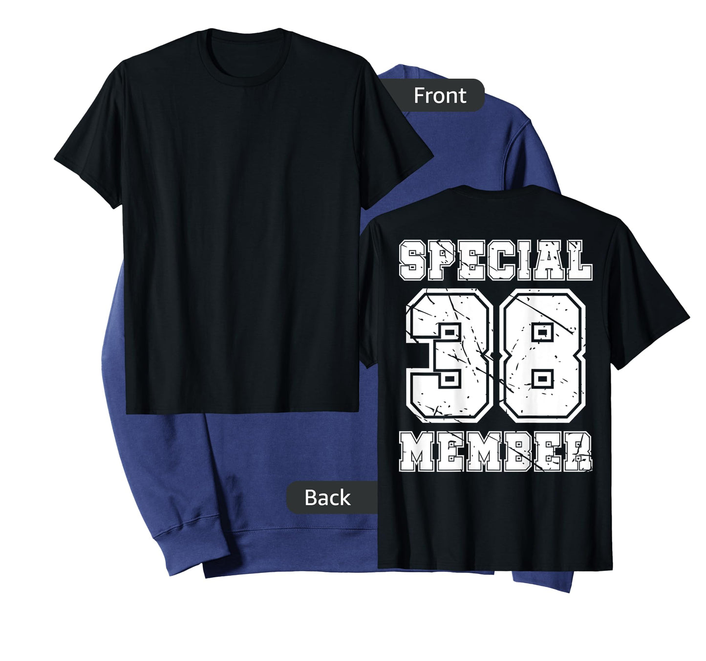 #38 Number 38 Birthday Varsity Sports Numbered backprint T-Shirt