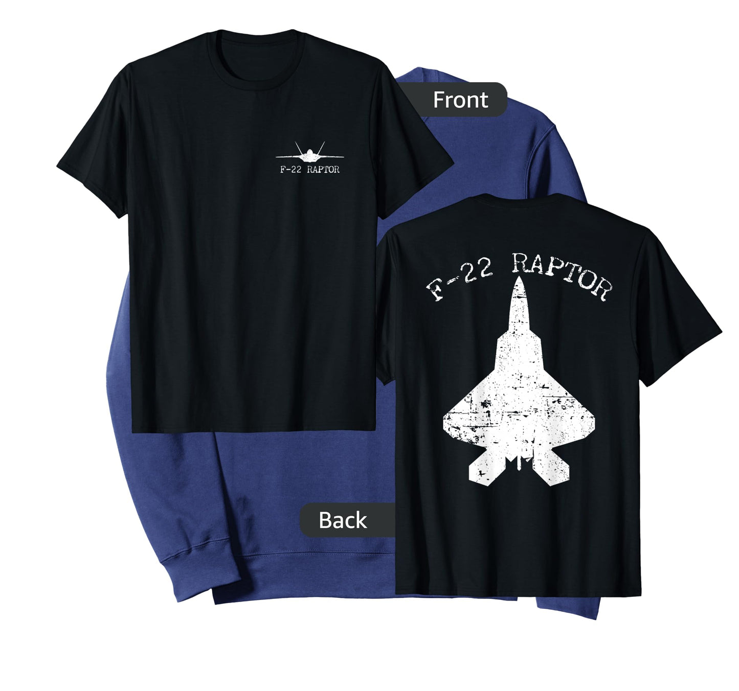 F 22 Raptor Fighter Jet Distressed Silhouette T-Shirt