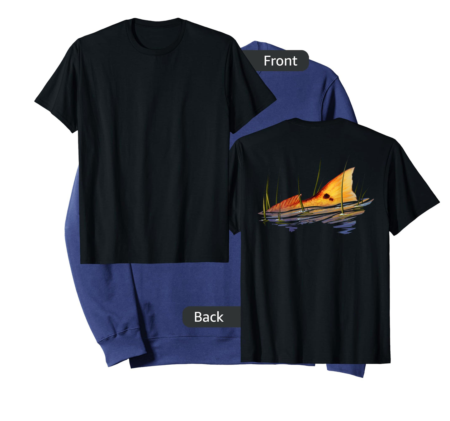 BACK PRINT Tailing Redfish | Red Drum Fish | Redfish Tail T-Shirt