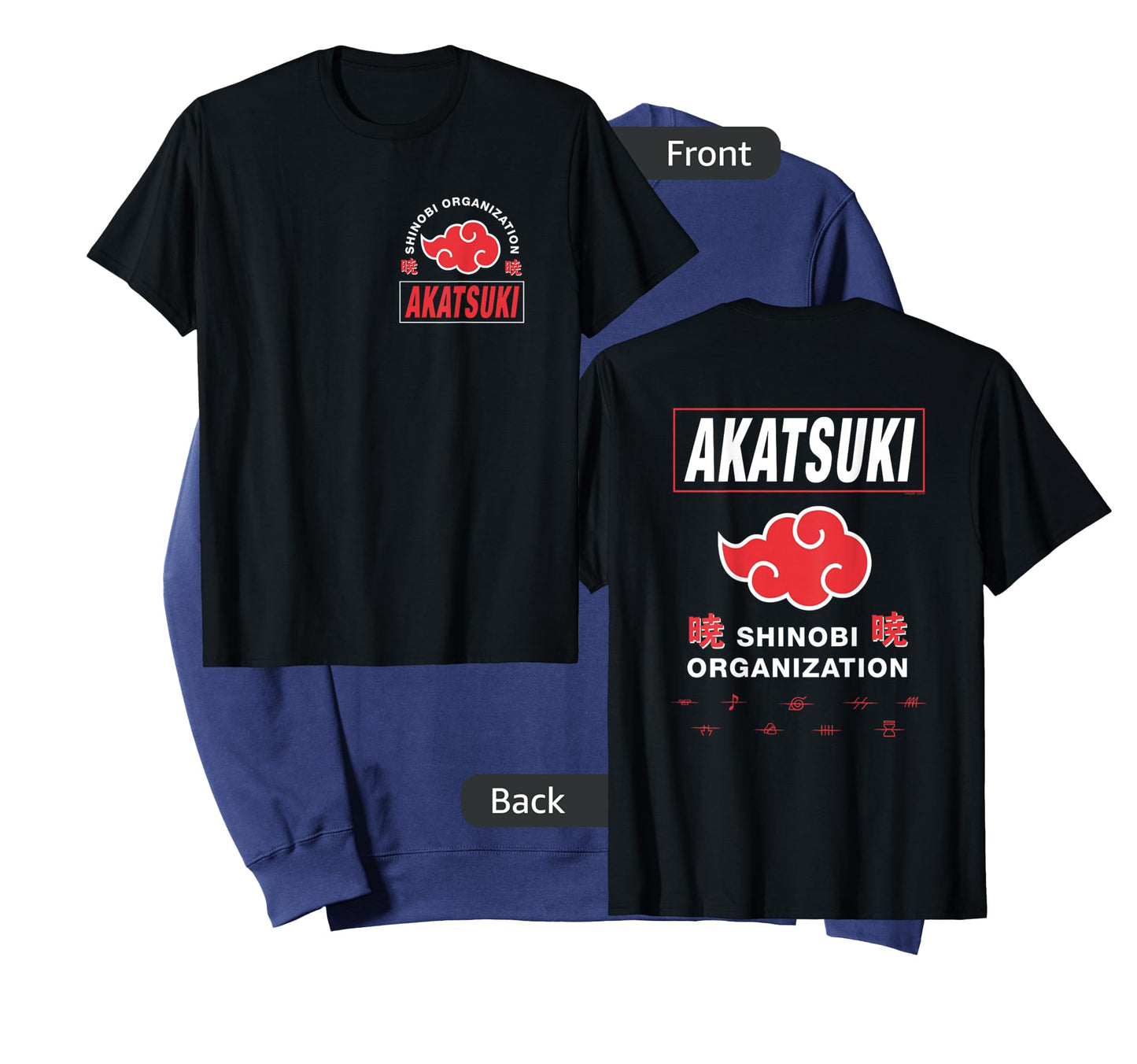 Naruto Shippuden Akatsuki Shinobi Org Front Back Anime T-Shirt