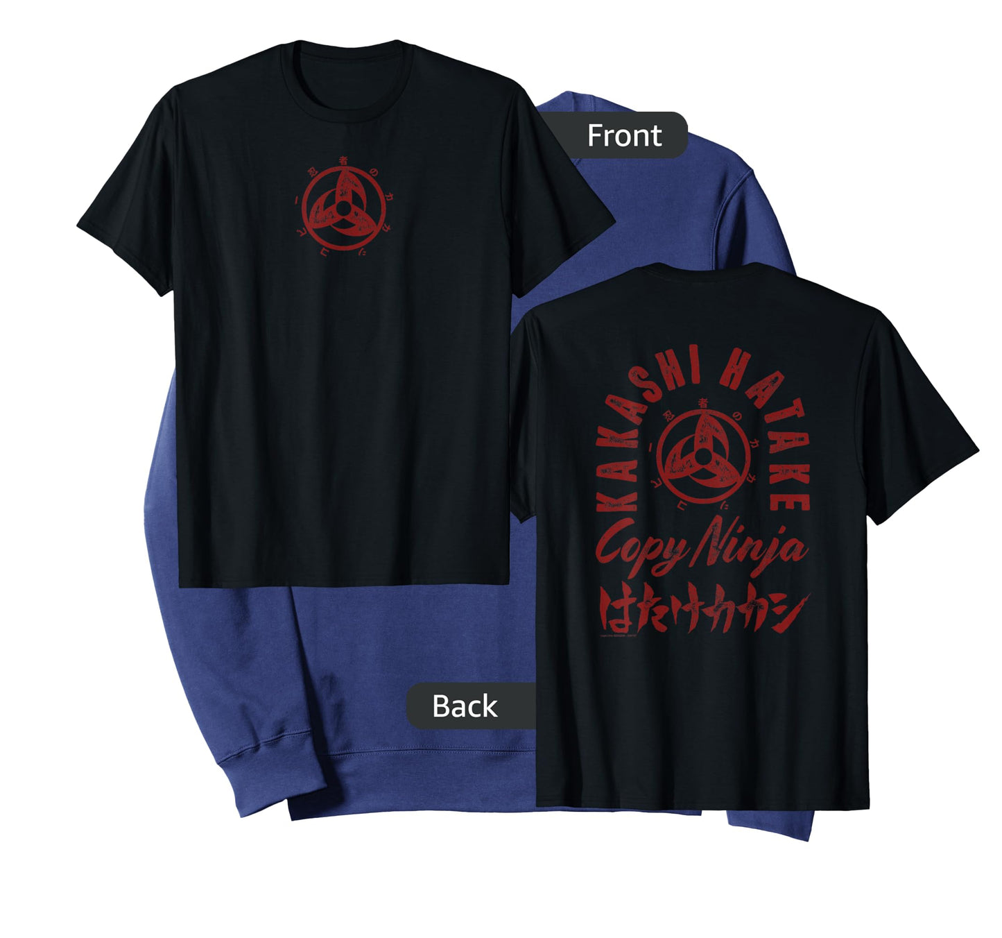 Naruto Shippuden Kakashi Hatake Ninja Front and Back Anime T-Shirt